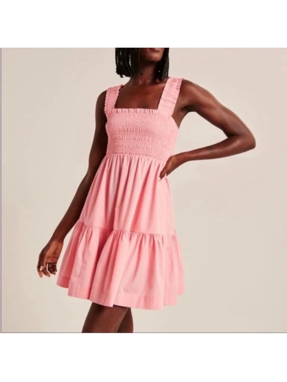 Pink Smocked Square-Neck Sundress